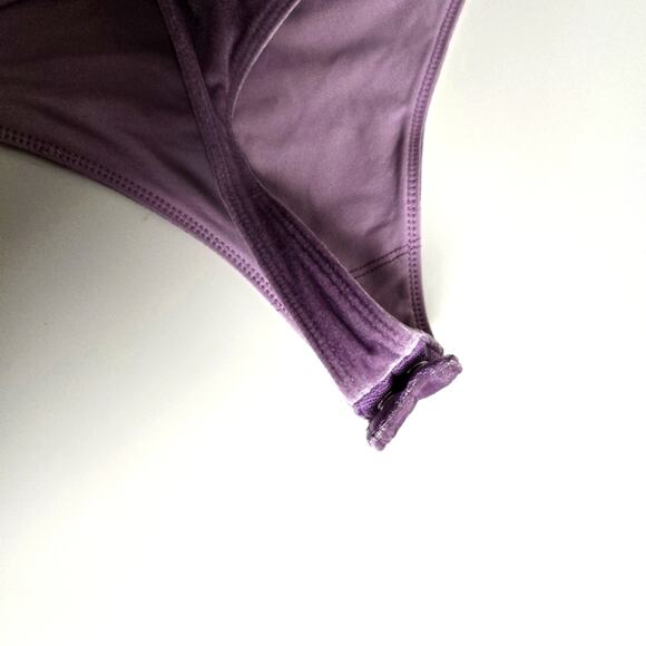 Fabletics Gigi Velour Bodysuit XS – Purple, One Shoulder, NWT, Y2K Inspired - Picture 6 of 7